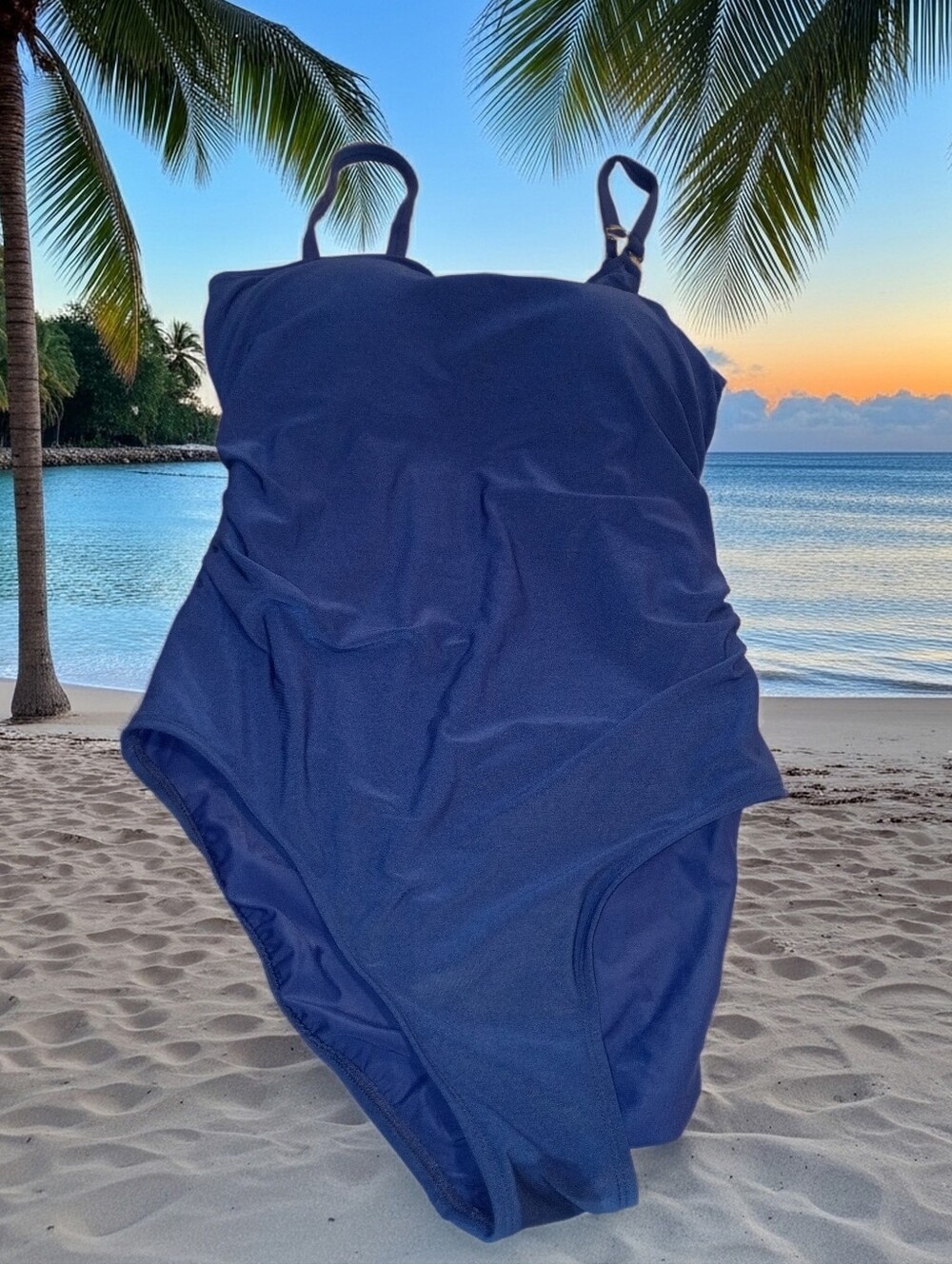 NWOT Beyond Control Classic Navy One-Piece Womens SZ 16 Slimming Swimsuit